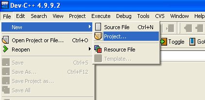 How to create a project in dev c++